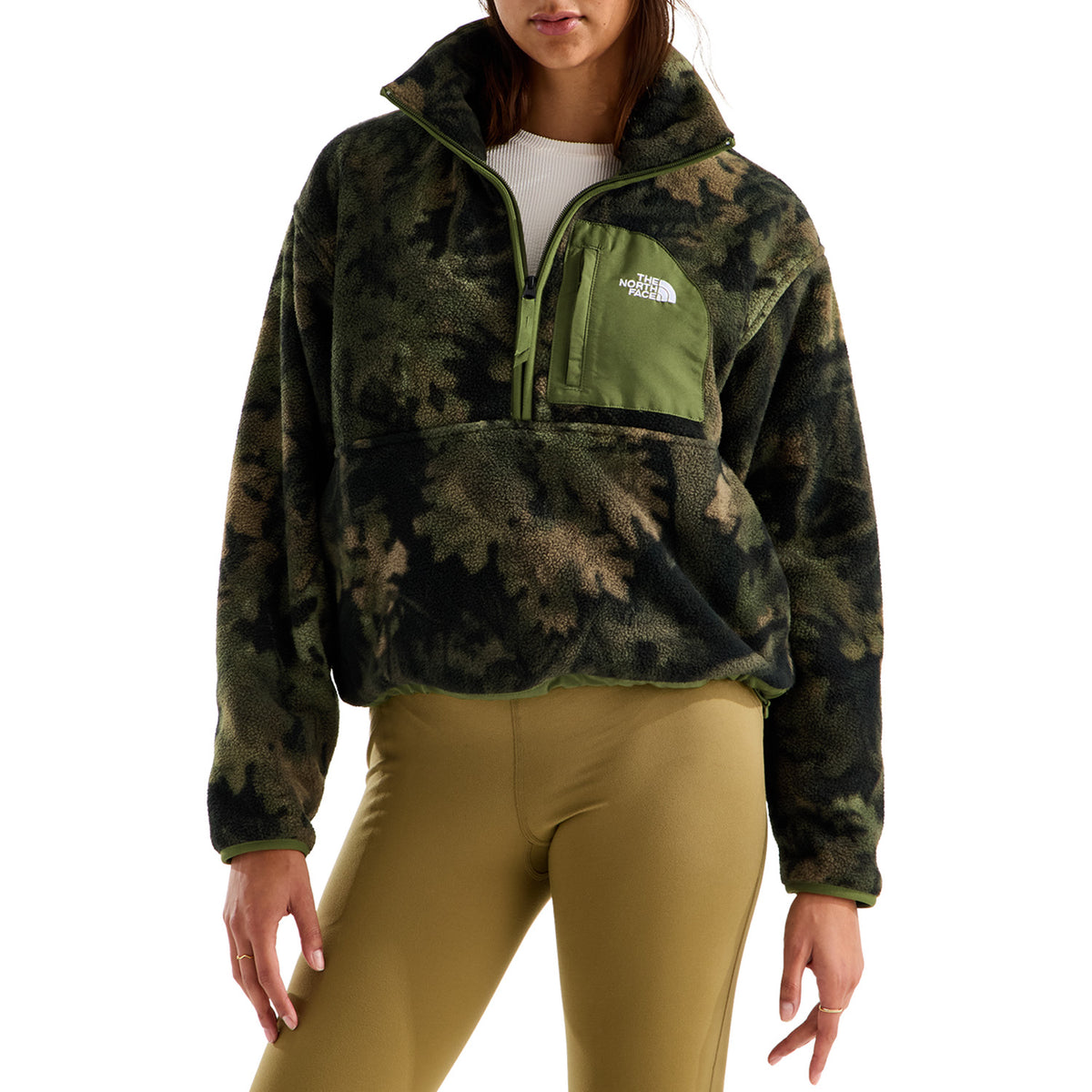 The North Face Yumiori Off Peak ½ Zip-Print Jacket - Women's Woodland Green Yosemite Oak Print