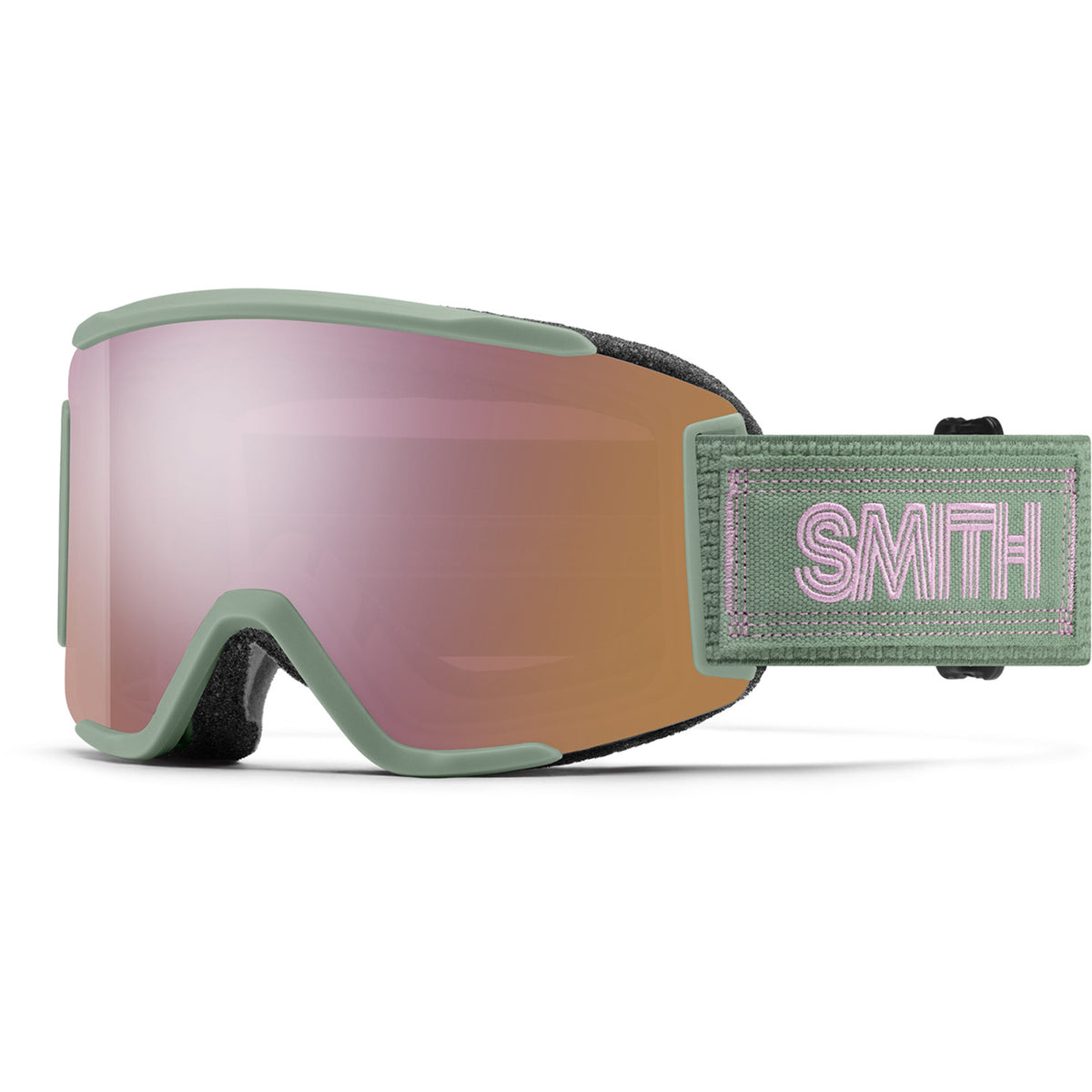 Smith Squad S Goggles - Women's Olive Warm Steel/ChromaPop Everyday Rose Gold Mirror+Clear