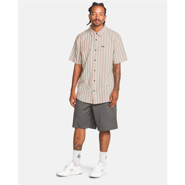 Volcom Sato Stripe Short-Sleeve Shirt - Men's Stone