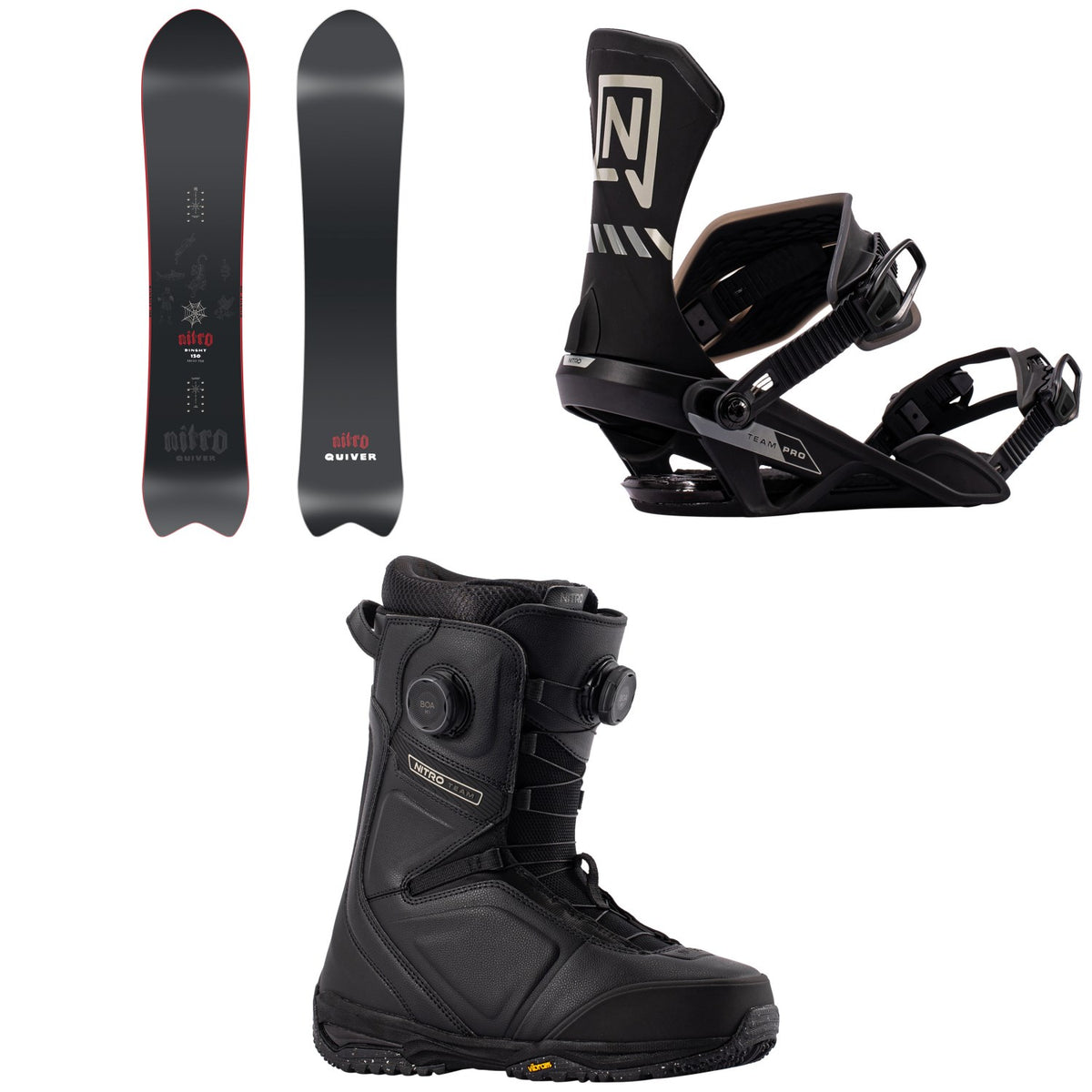 Nitro Dinghy Snowboard + Team Pro Snowboard Bindings + Team Boa Snowboard Boots 2027
