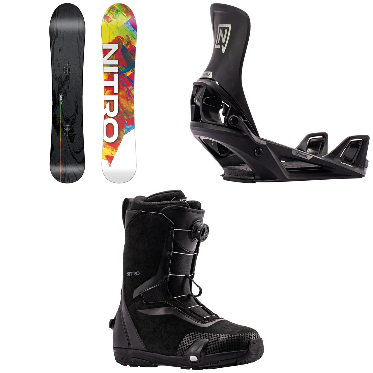 Nitro Alternator FX Snowboard + Step On Snowboard Bindings + Sentinel Boa Step On Snowboard Boots 2027