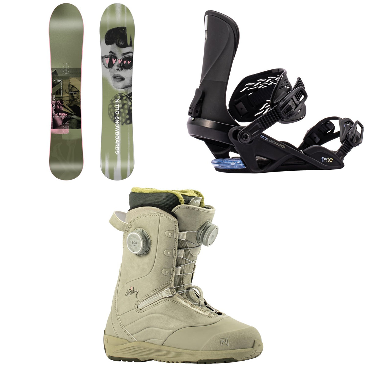 Nitro Alternator x Hailey Snowboard + Fate Snowboard Bindings + Crown Boa Snowboard Boots - Women's 2027