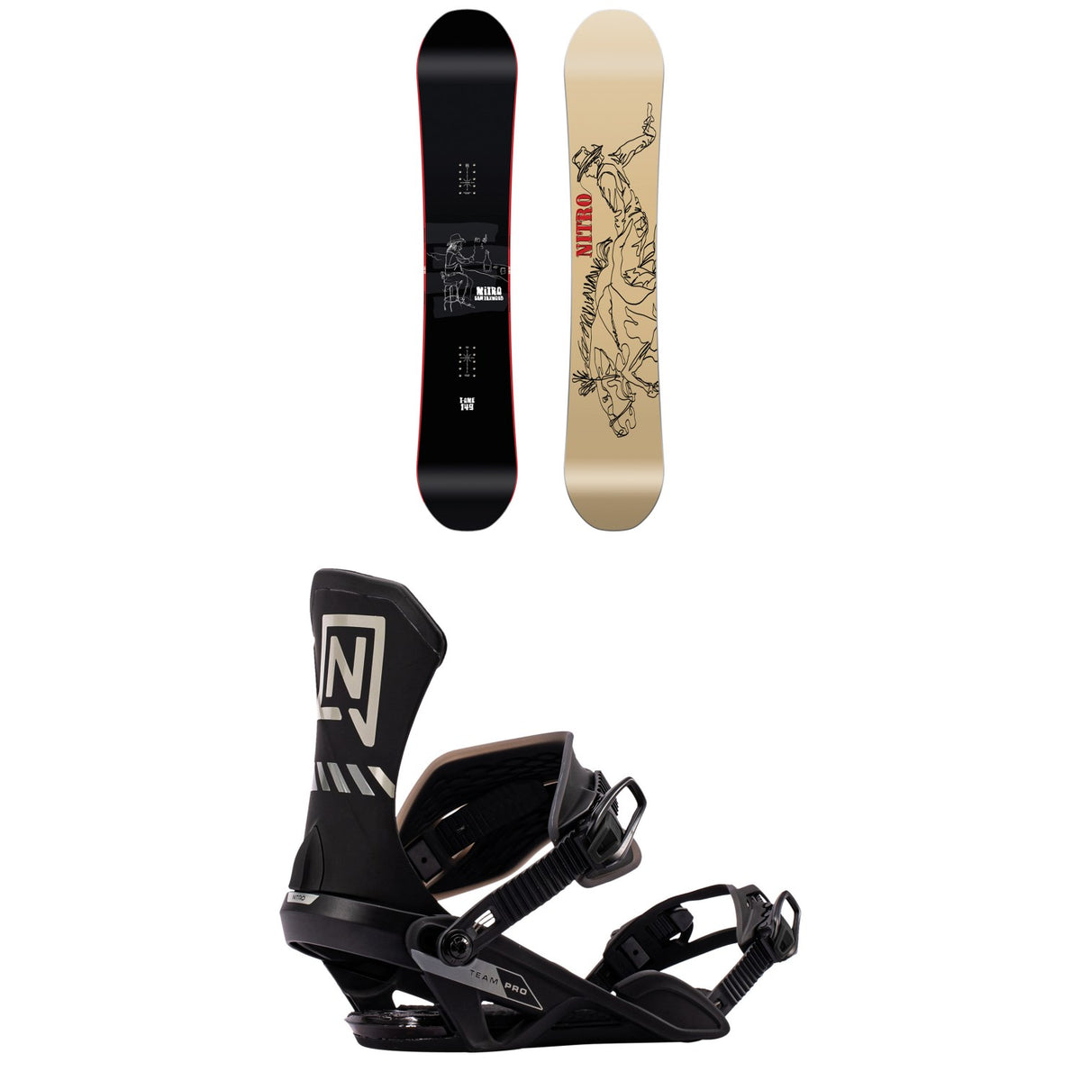 Nitro T1 Snowboard + Team Pro Snowboard Bindings 2027
