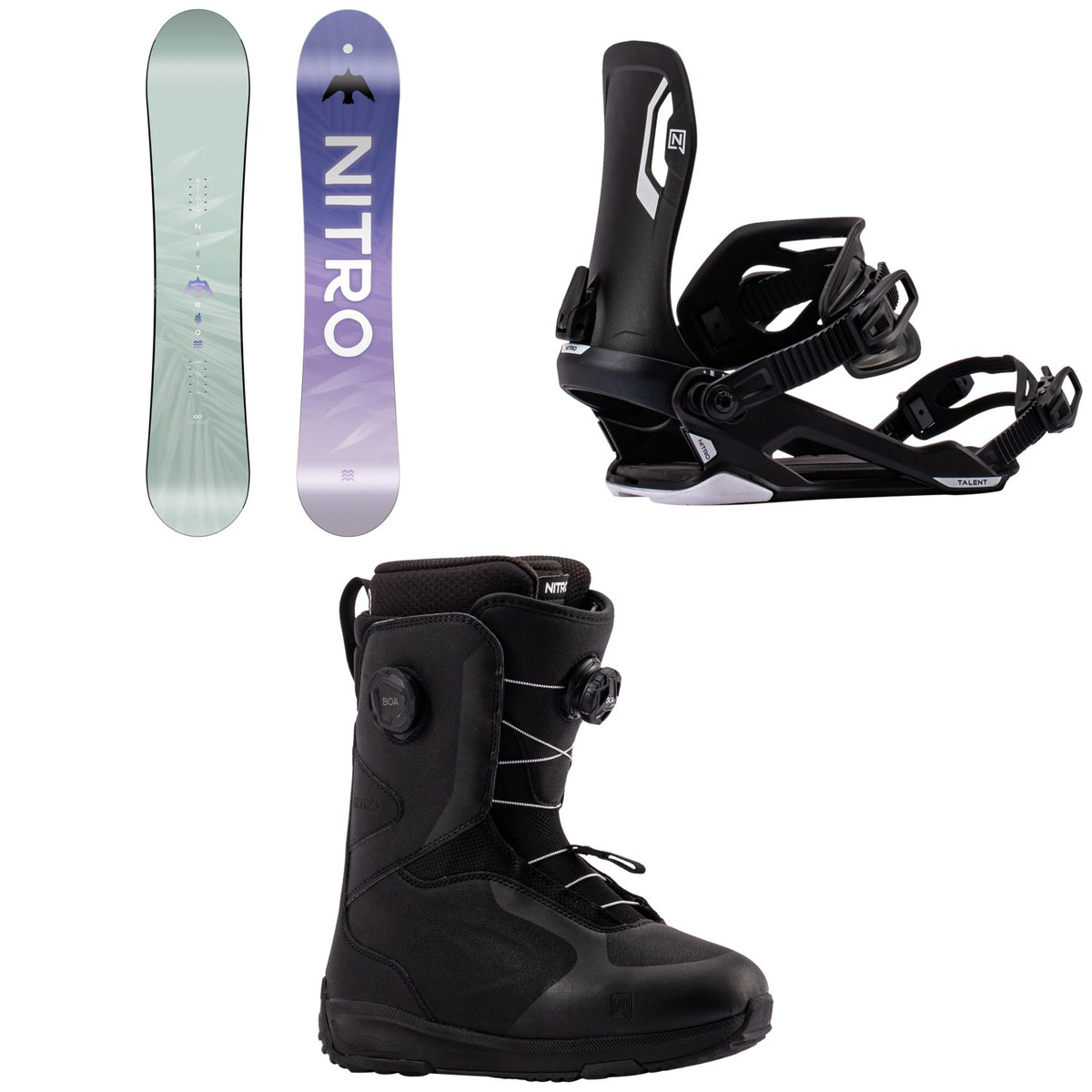 Nitro Nova Snowboard + Talent Snowboard Bindings + Scala Boa Snowboard Boots - Women's 2027