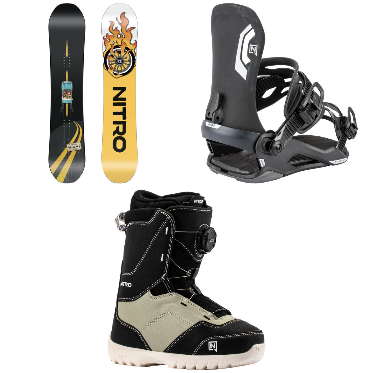 Nitro Future Team Pro x Marcus Kleveland Snowboard + Charger Mini Snowboard Bindings + Droid Boa Snowboard Boots - Kids' 2027