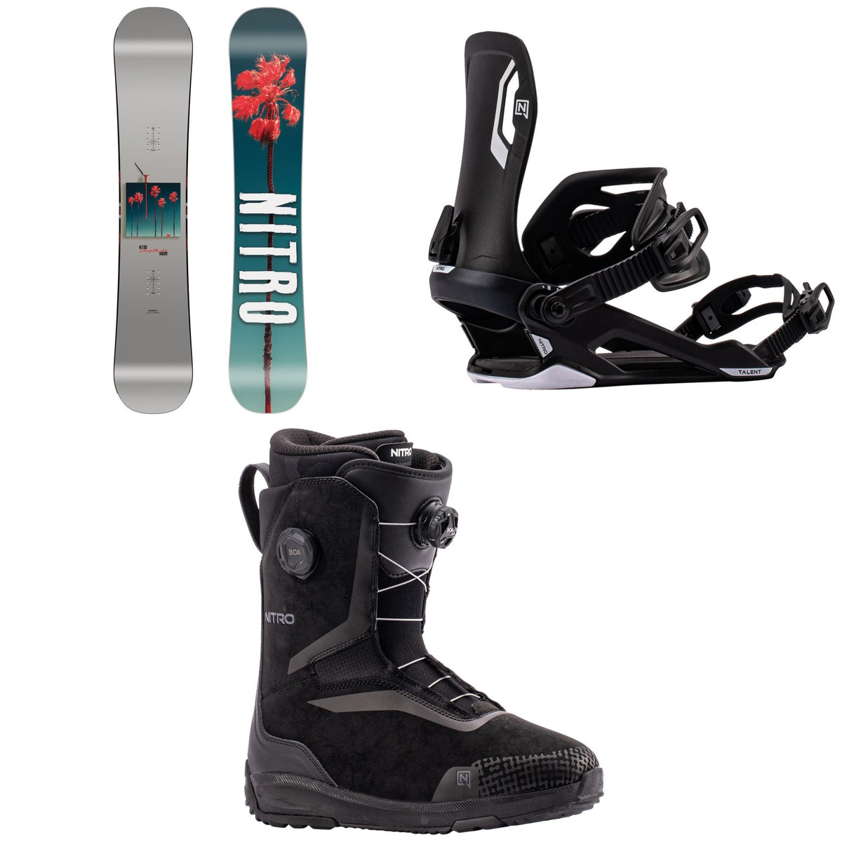Nitro Cheap Thrills Snowboard + Talent Snowboard Bindings + Sentinel Boa Snowboard Boots 2027