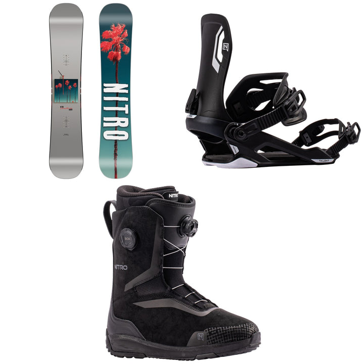 Nitro Cheap Thrills Snowboard + Talent Snowboard Bindings + Sentinel Boa Snowboard Boots 2027