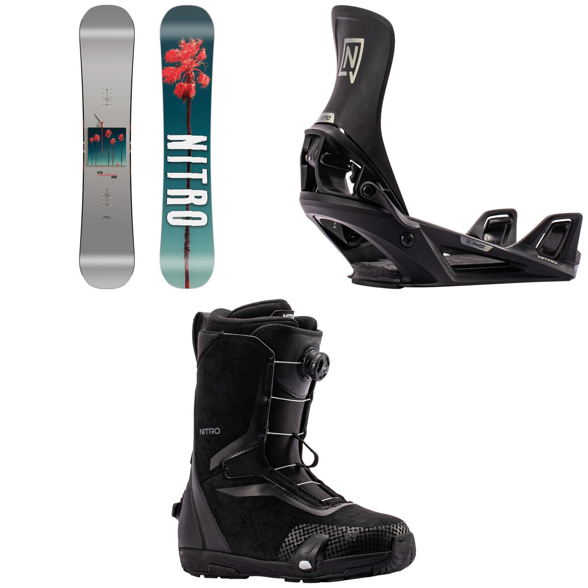 Nitro Cheap Thrills Snowboard + Step On Snowboard Bindings + Sentinel Boa Step On Snowboard Boots 2027
