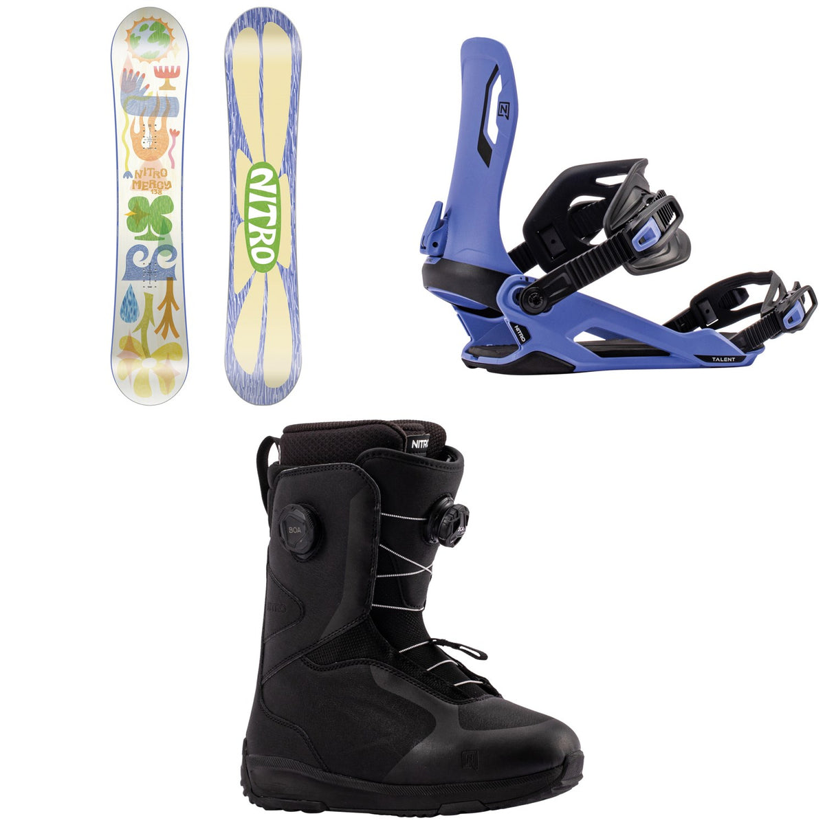 Nitro Mercy Snowboard + Talent Snowboard Bindings + Scala Boa Snowboard Boots - Women's 2027