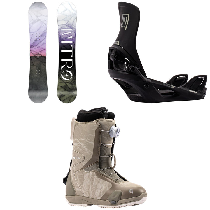 Nitro Lectra Leaf Snowboard + Step On Snowboard Bindings + Scala Boa Step On Snowboard Boots - Women's 2027