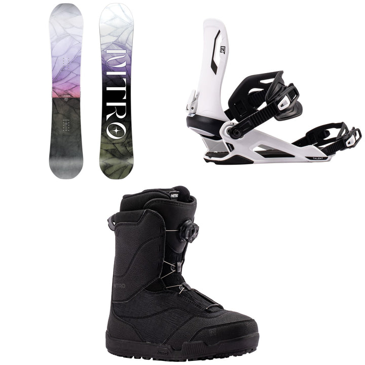 Nitro Lectra Leaf Snowboard + Talent Snowboard Bindings + Flora Boa Snowboard Boots - Women's 2027