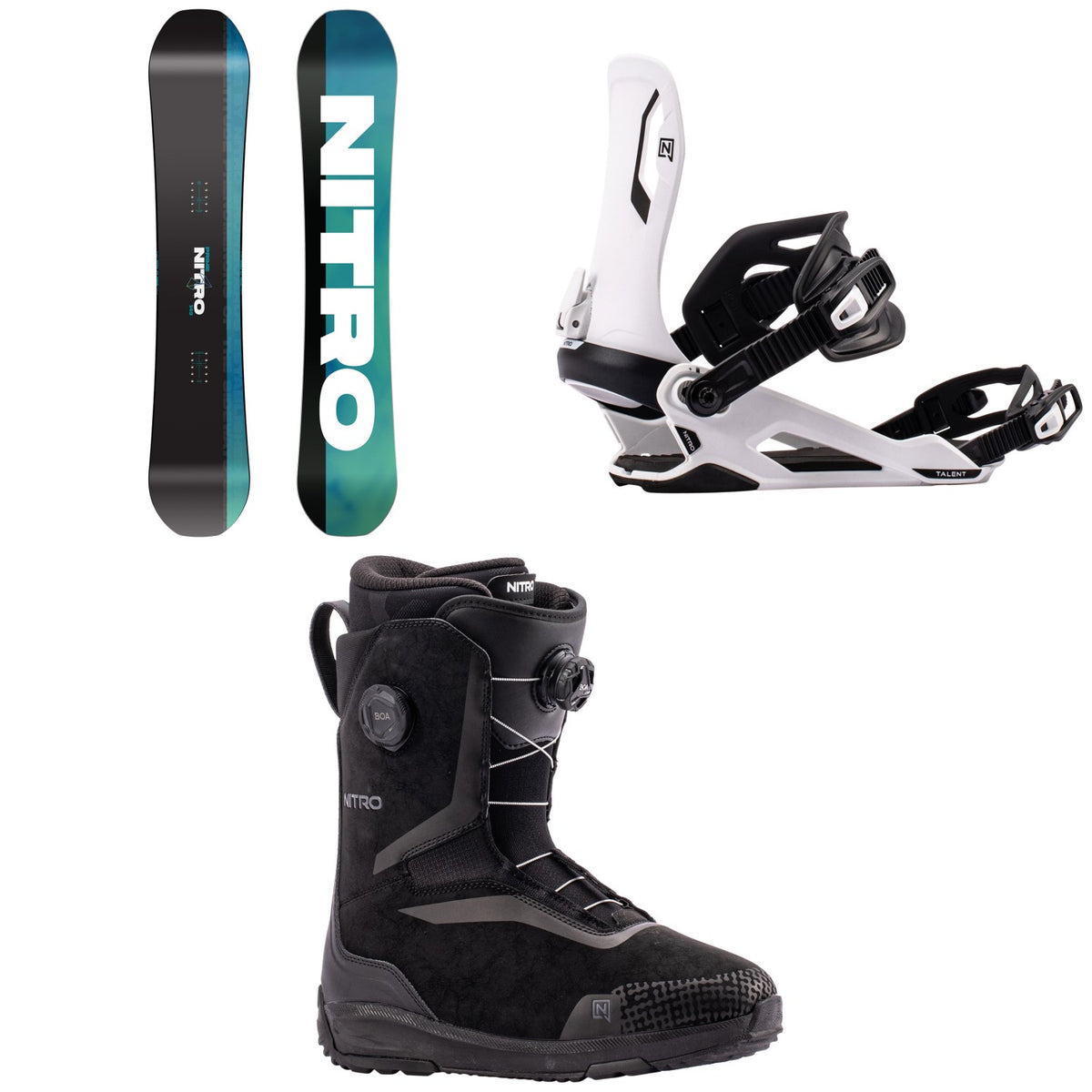 Nitro Prime Chroma Snowboard + Talent Snowboard Bindings + Sentinel Boa Snowboard Boots 2027