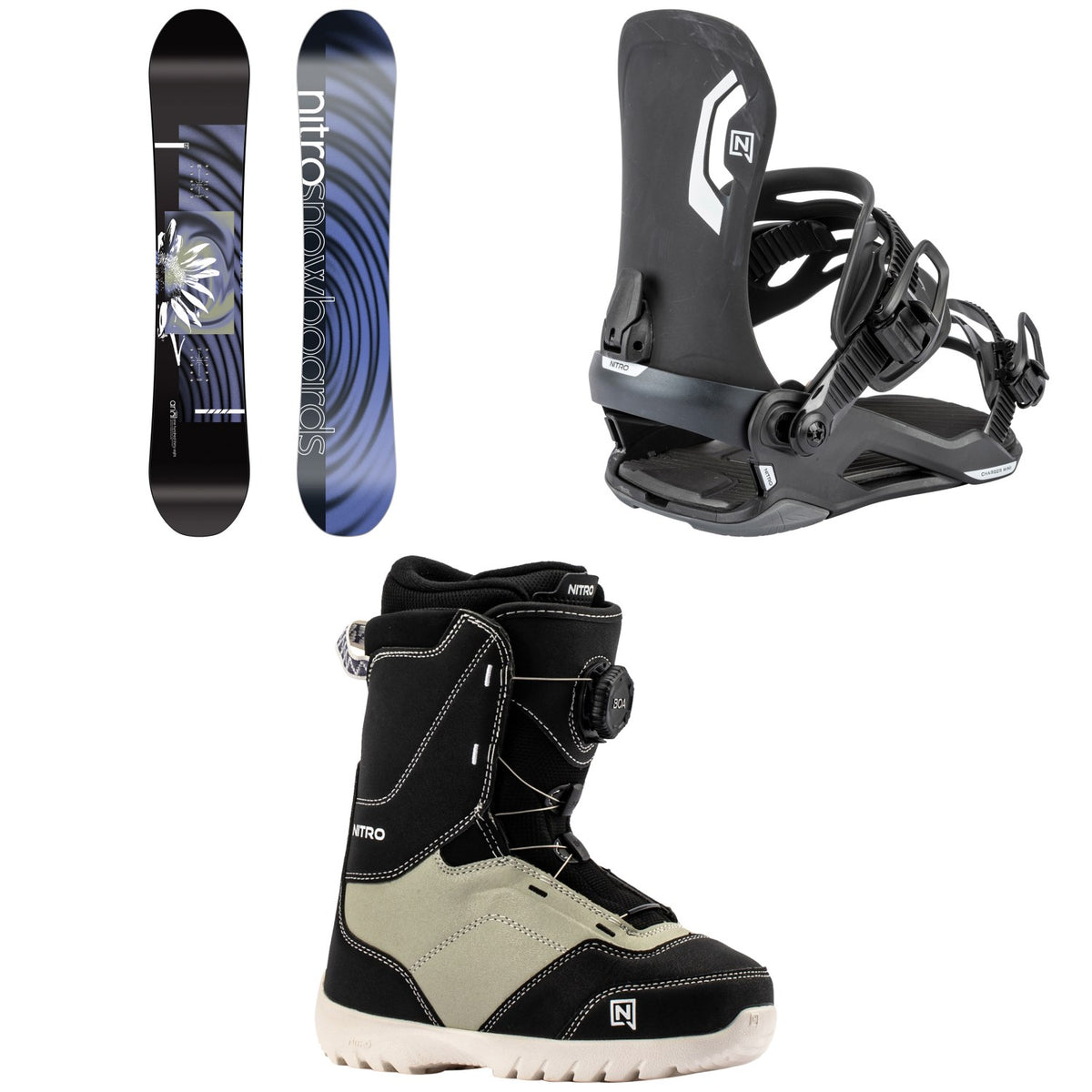 Nitro Arial Snowboard + Charger Mini Snowboard Bindings + Droid Boa Snowboard Boots - Kids' 2027