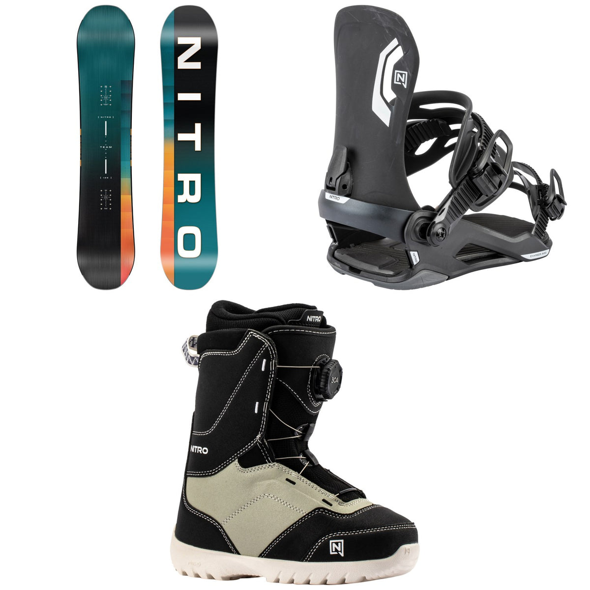 Nitro Future Team Snowboard + Charger Mini Snowboard Bindings + Droid Boa Snowboard Boots - Kids' 2027