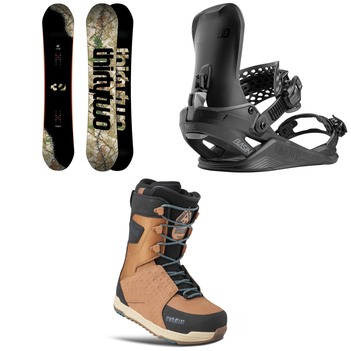 thirtytwo T32M Snowboard + Basin FASE Snowboard Bindings + Lashed Snowboard Boots 2027