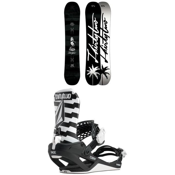 thirtytwo Permanent Vacation Carbon Snowboard + T32M FASE Snowboard Bindings 2027