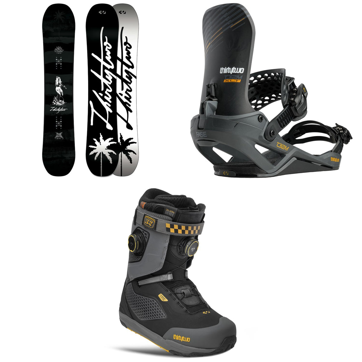 thirtytwo Permanent Vacation Carbon Snowboard + T32M XLT FASE Snowboard Bindings + TM-2 XLT Double Boa Snowboard Boots 2027