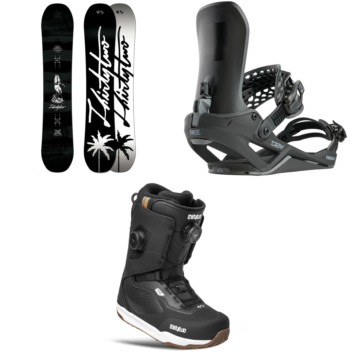 thirtytwo Permanent Vacation Carbon Snowboard + T32M FASE Snowboard Bindings + TM-2 Double Boa Snowboard Boots 2027