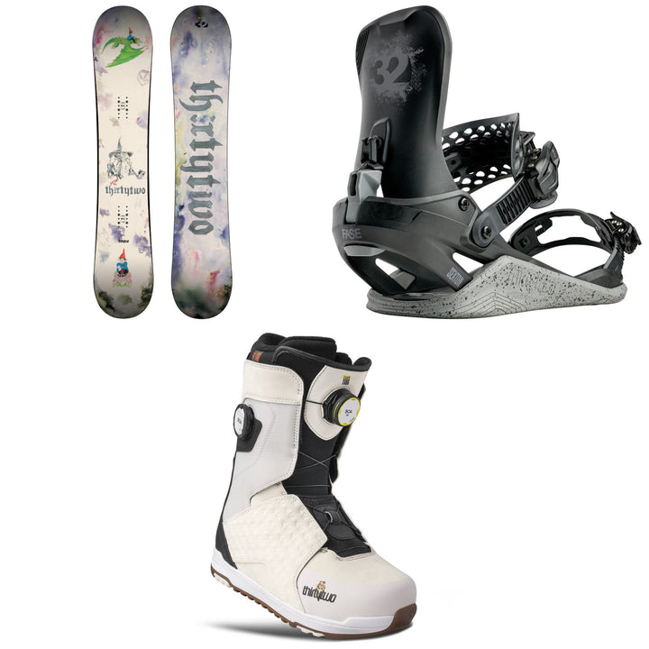 thirtytwo Middle Earth Pro Snowboard + Basin FASE Snowboard Bindings + Lashed Double Boa Snowboard Boots 2027