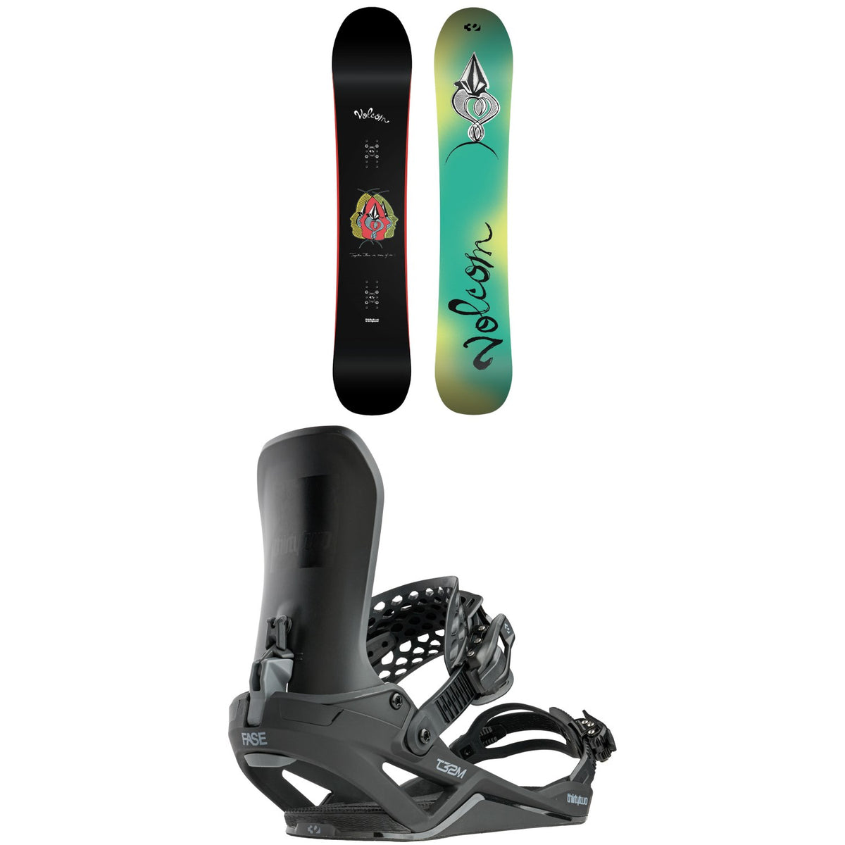 thirtytwo x Volcom Cosm Snowboard + T32M FASE Snowboard Bindings 2027