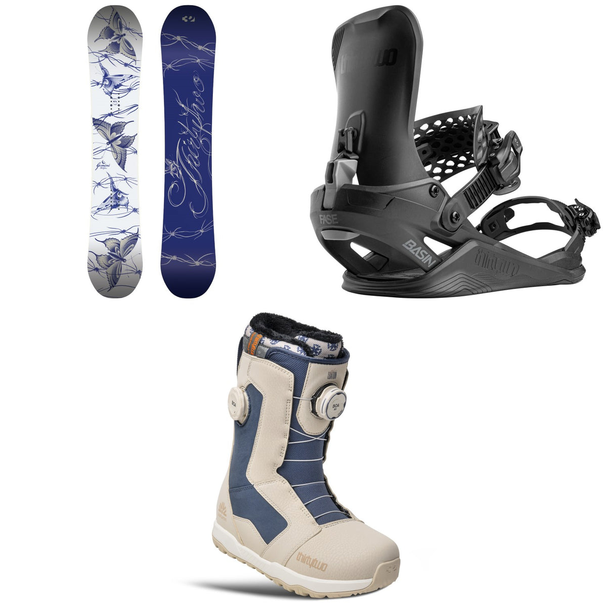 thirtytwo Gemini Snowboard + Basin FASE Snowboard Bindings + STW Double Boa x Luxton Snowboard Boots - Women's 2027