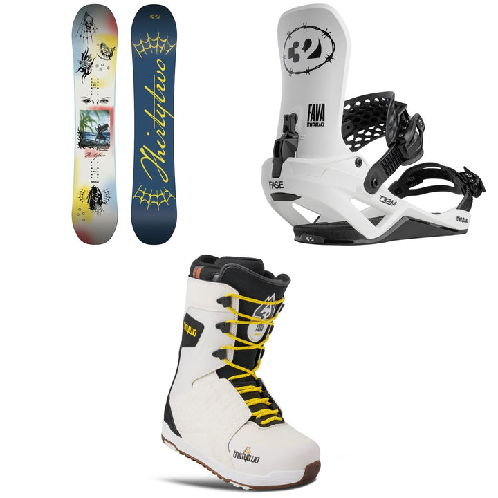 thirtytwo Permanent Vacation Snowboard + T32M FASE Snowboard Bindings + Lashed Snowboard Boots 2027