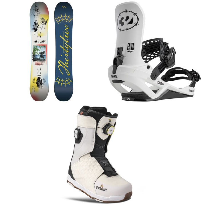 thirtytwo Permanent Vacation Snowboard + T32M FASE Snowboard Bindings + Lashed Double Boa Snowboard Boots 2027