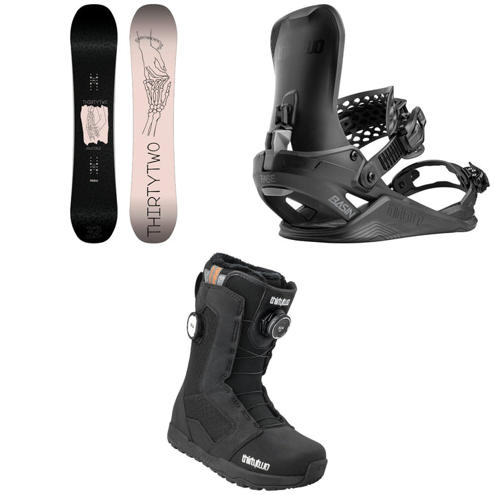thirtytwo Crucible Snowboard + Basin FASE Snowboard Bindings + STW Double Boa Snowboard Boots - Women's 2027