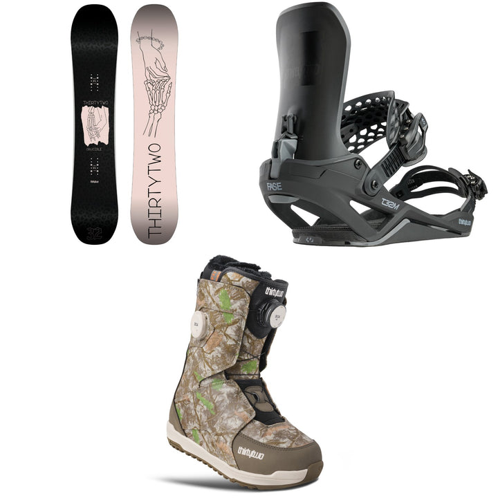thirtytwo Crucible Snowboard + T32M FASE Snowboard Bindings + Lashed Double Boa Snowboard Boots - Women's 2027