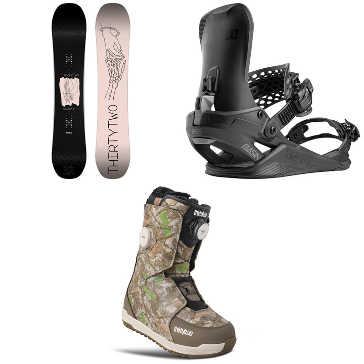 thirtytwo Crucible Snowboard + Basin FASE Snowboard Bindings + Lashed Double Boa Snowboard Boots - Women's 2027