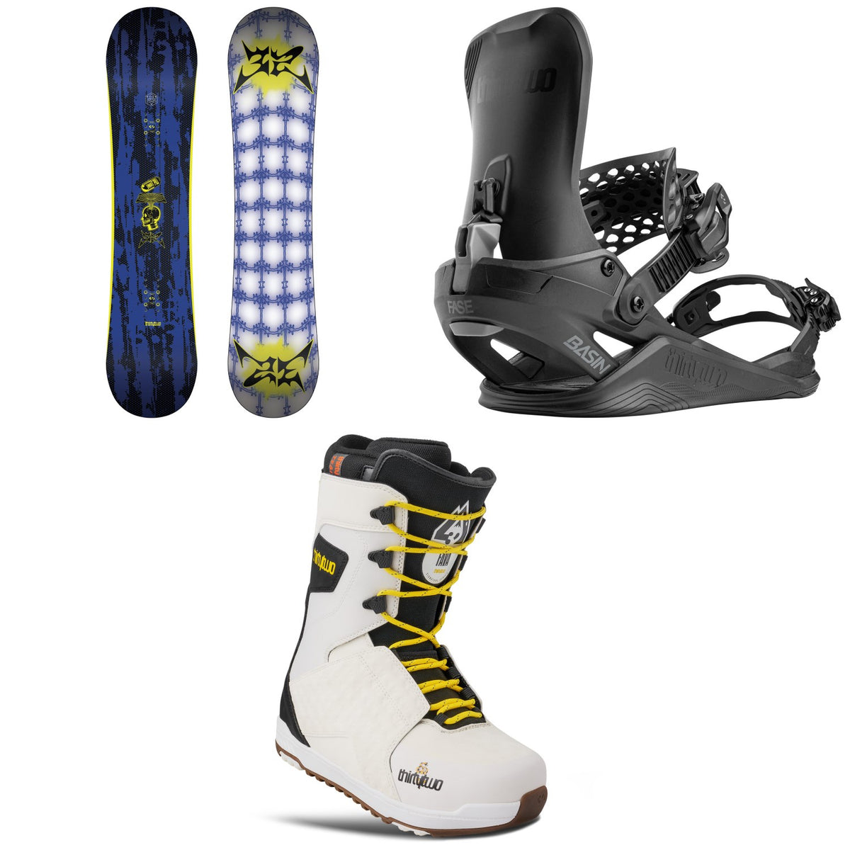 thirtytwo Thrill Pill Snowboard + Basin FASE Snowboard Bindings + Lashed Snowboard Boots 2027