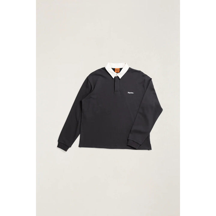Rhythm Koa Vintage Rugby Long-Sleeve Polo - Men's Black