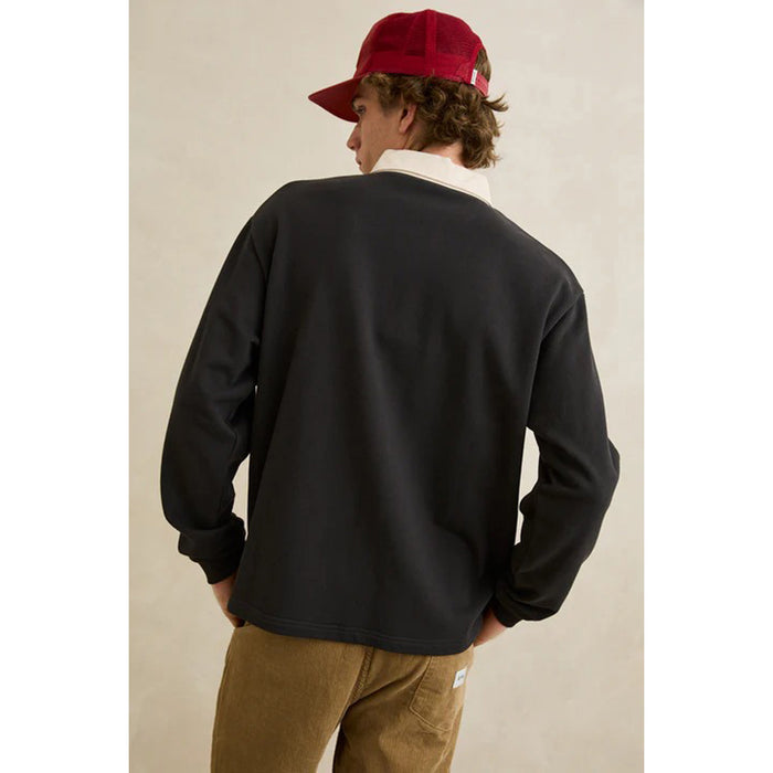 Rhythm Koa Vintage Rugby Long-Sleeve Polo - Men's Black