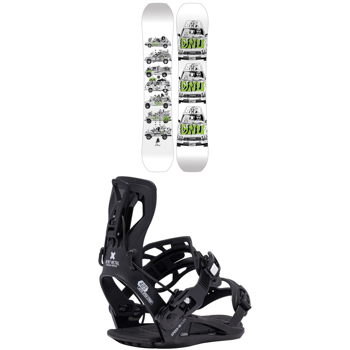 GNU Money Snowboard + Bent Metal Speed-In Flex Snowboard Bindings 2027