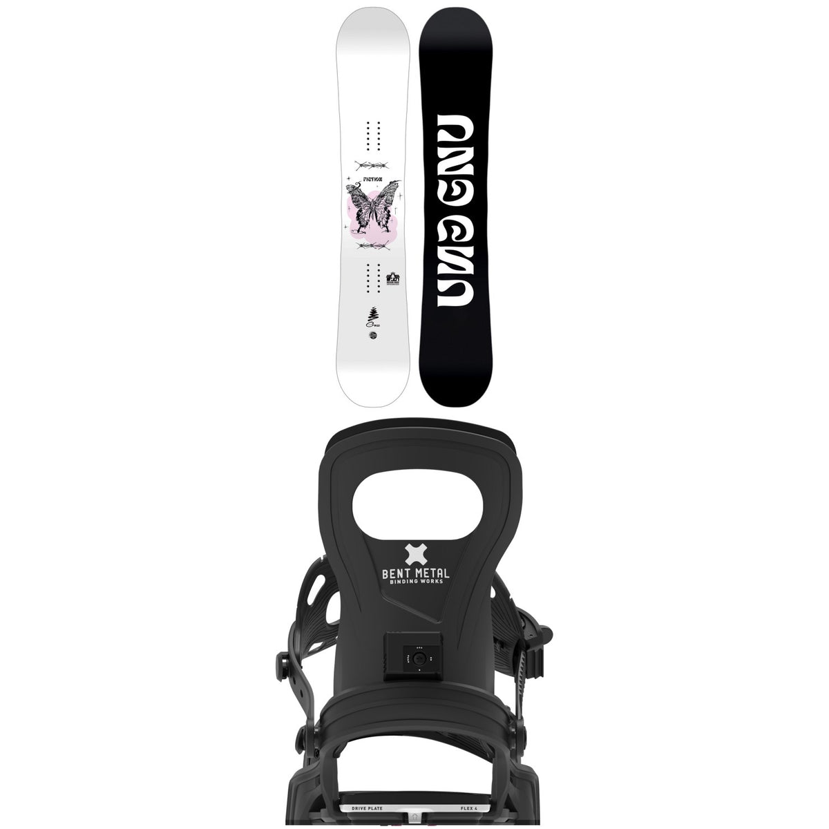 GNU Fiction Snowboard + Bent Metal Clip Snowboard Bindings - Women's 2027
