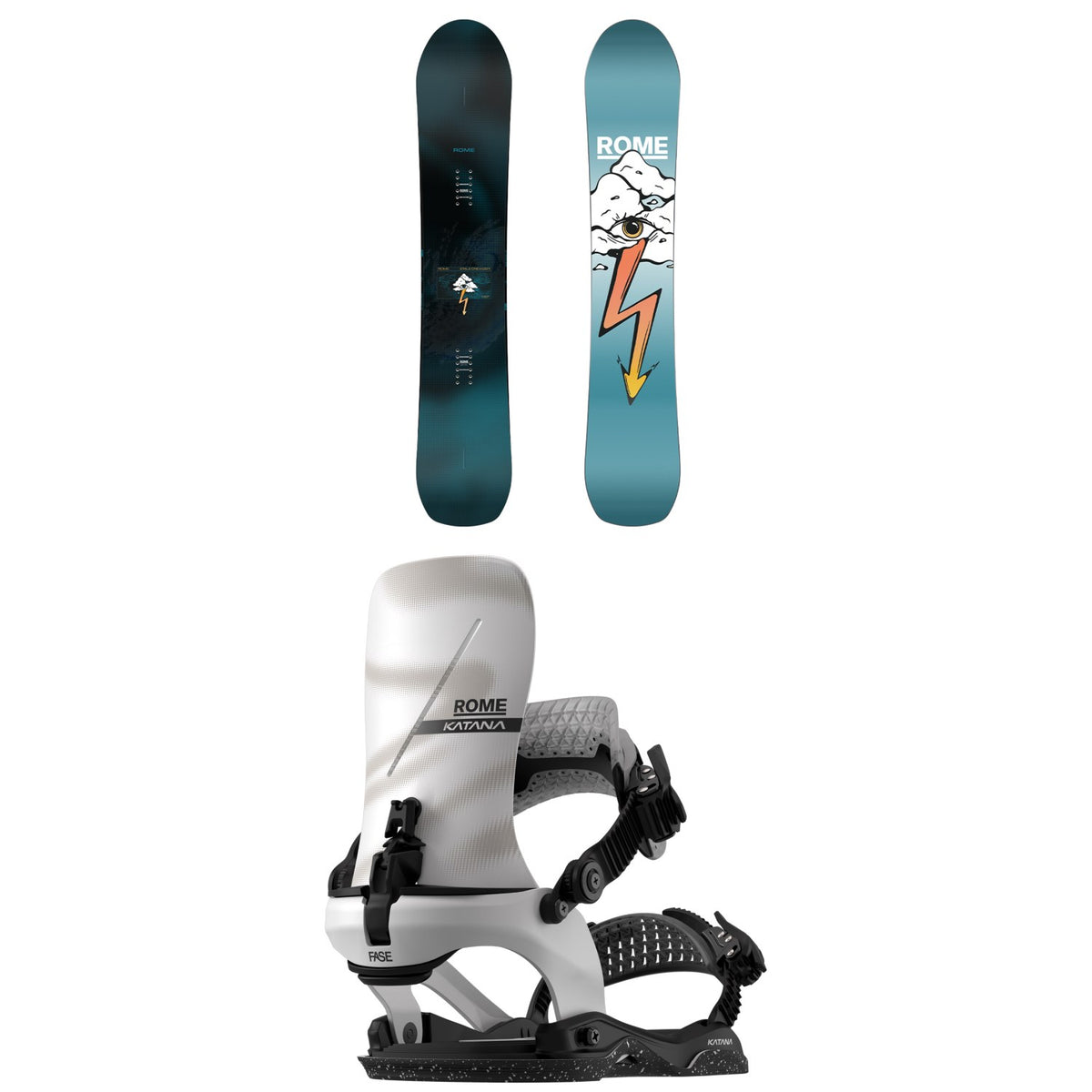 Rome Stale Crewzer Snowboard + Katana AW FASE Snowboard Bindings 2027