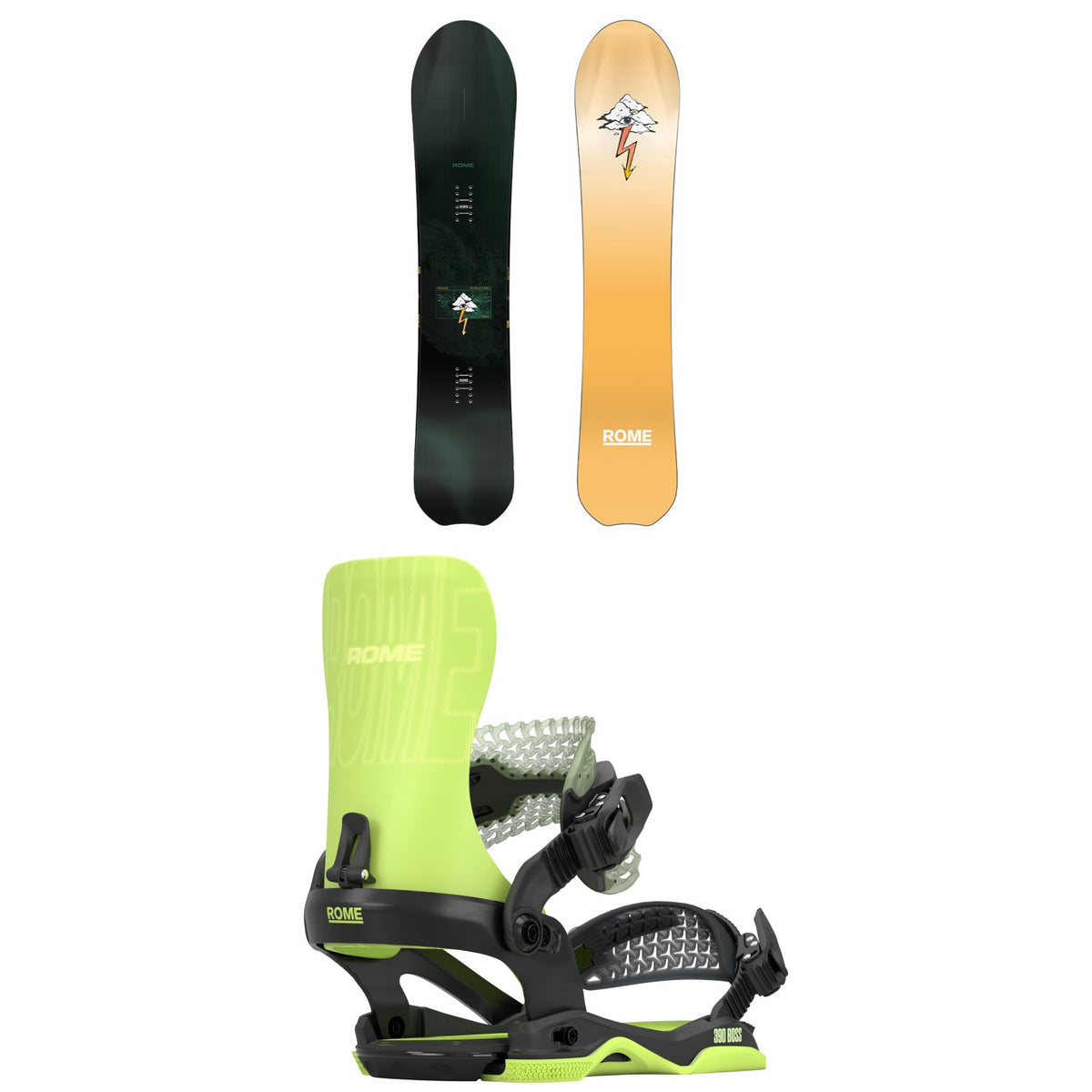 Rome Stale Fish Snowboard + 390 Boss AW Snowboard Bindings 2027