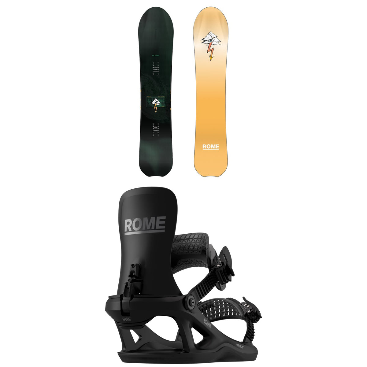 Rome Stale Fish Snowboard + Volt FASE Snowboard Bindings 2027