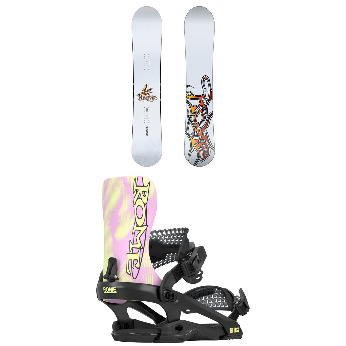 Rome Rene Snowboard + 390 Boss FW Snowboard Bindings 2026