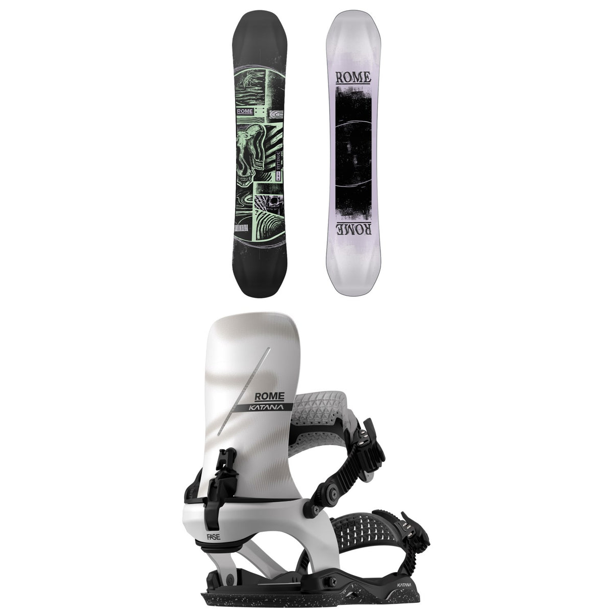 Rome Boneless Snowboard + Katana AW FASE Snowboard Bindings 2027