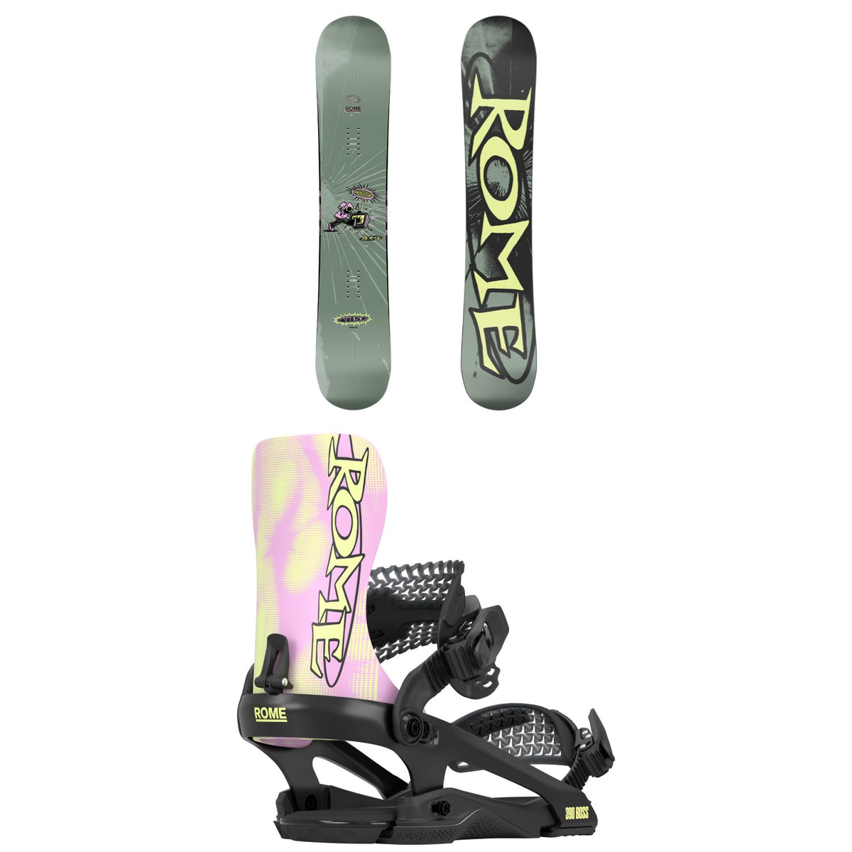 Rome Artifact Snowboard + 390 Boss FW Snowboard Bindings 2027