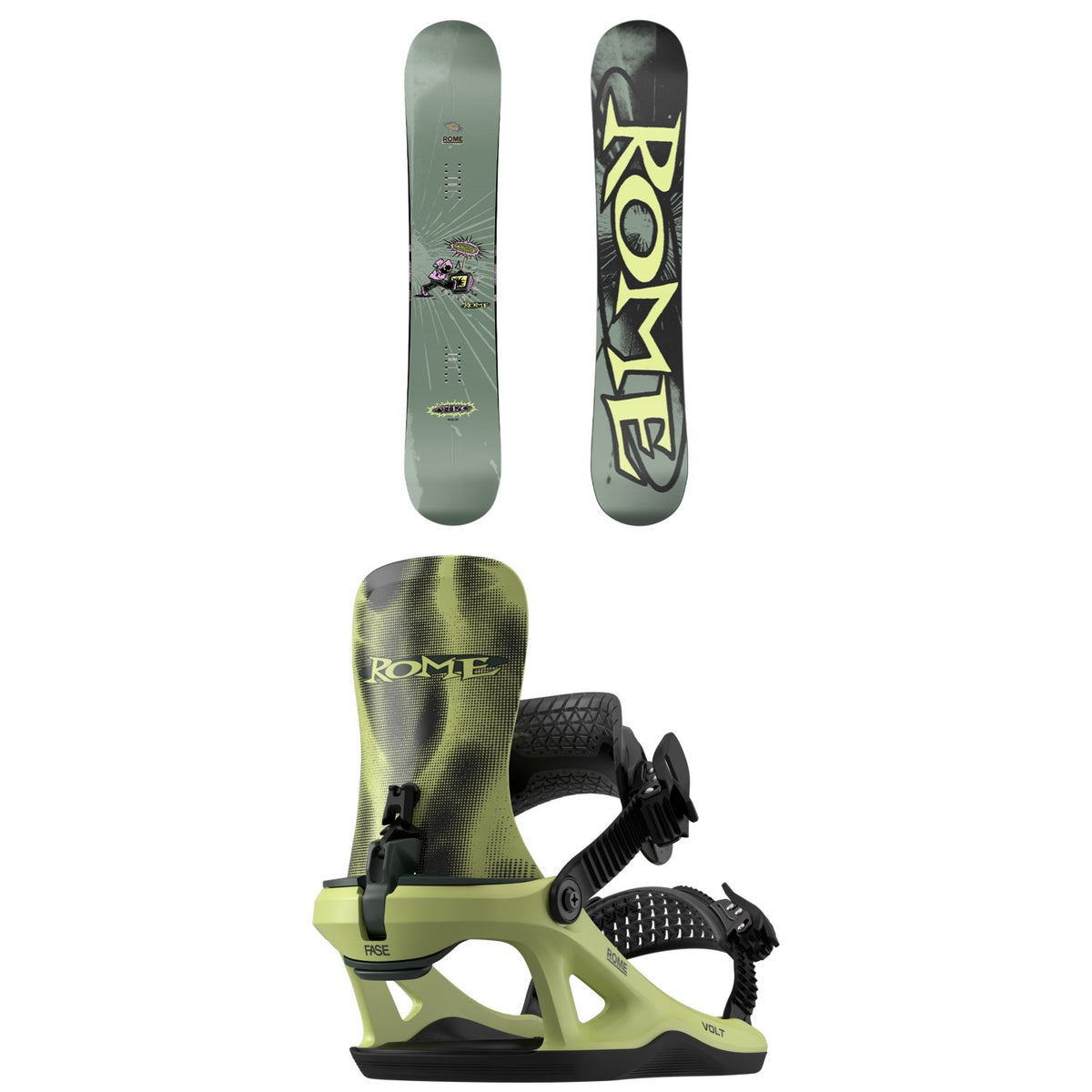 Rome Artifact Snowboard + Volt FASE Snowboard Bindings 2027