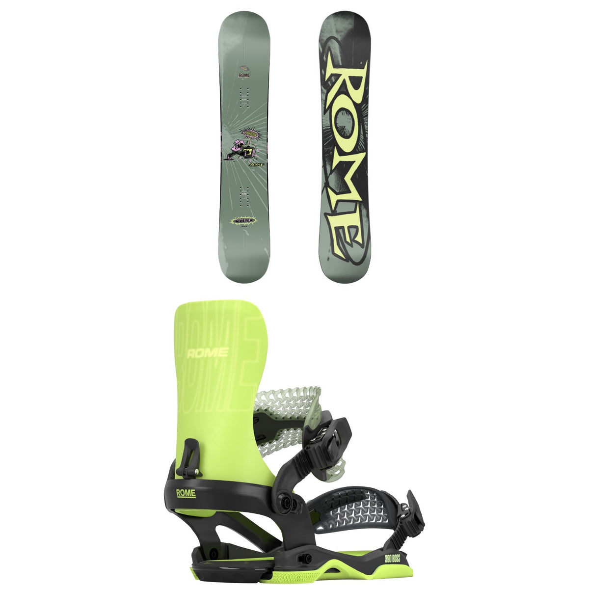 Rome Artifact Snowboard + 390 Boss AW Snowboard Bindings 2027