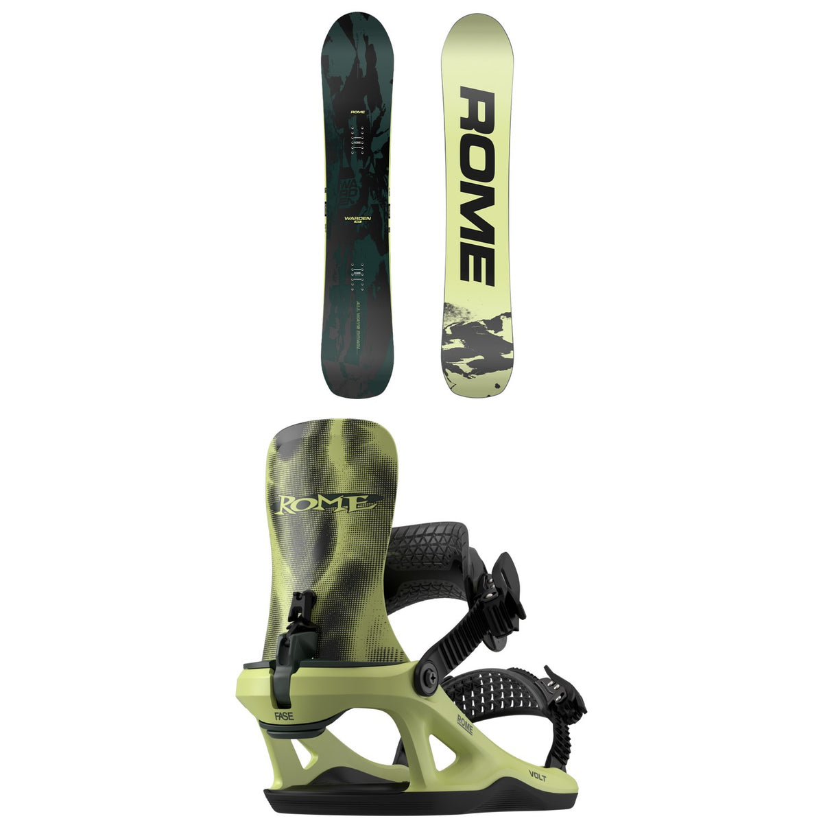 Rome Warden Snowboard + Volt FASE Snowboard Bindings 2027