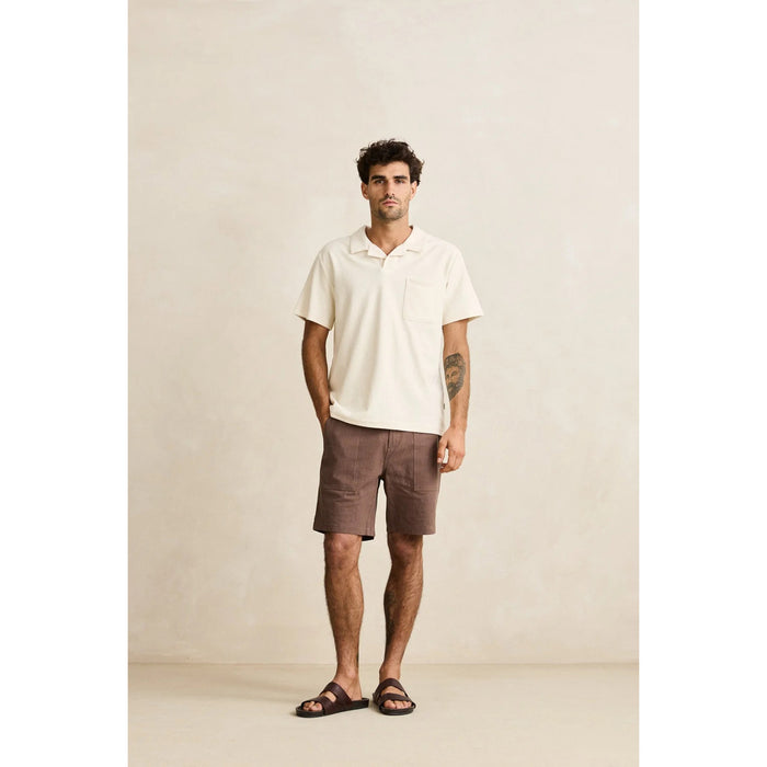 Rhythm Worn Path Textured Linen Shorts - Men's Oak