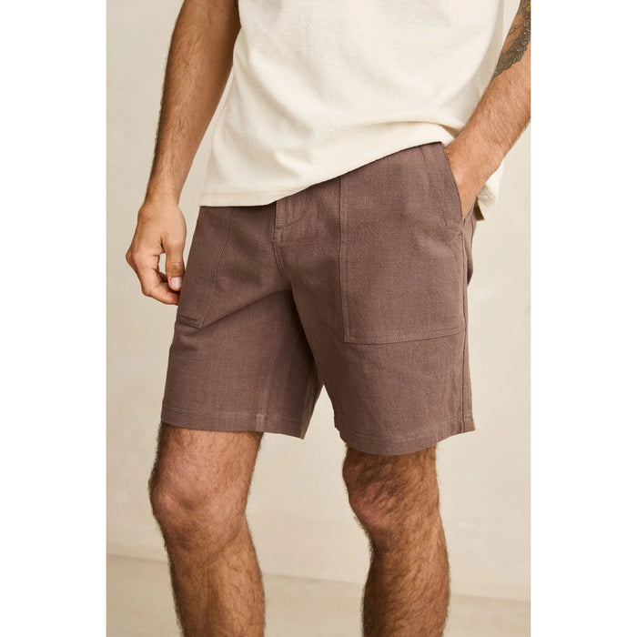 Rhythm Worn Path Textured Linen Shorts - Men's Oak