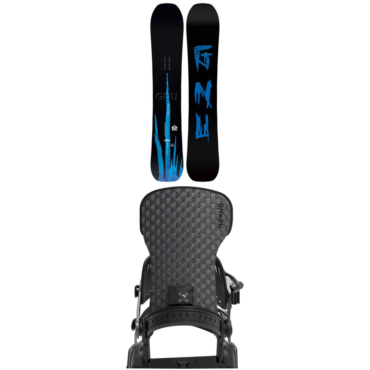 GNU Banked Country Snowboard + Bent Metal Solution Snowboard Bindings 2027