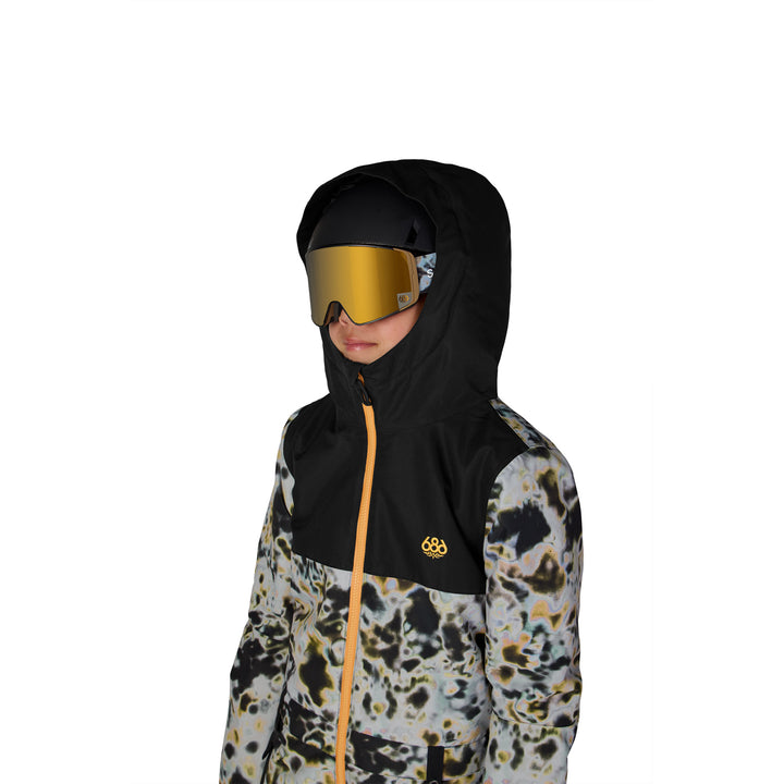 686 Shazam Insulated One Piece - Boys' Grey Tundra Colorblock