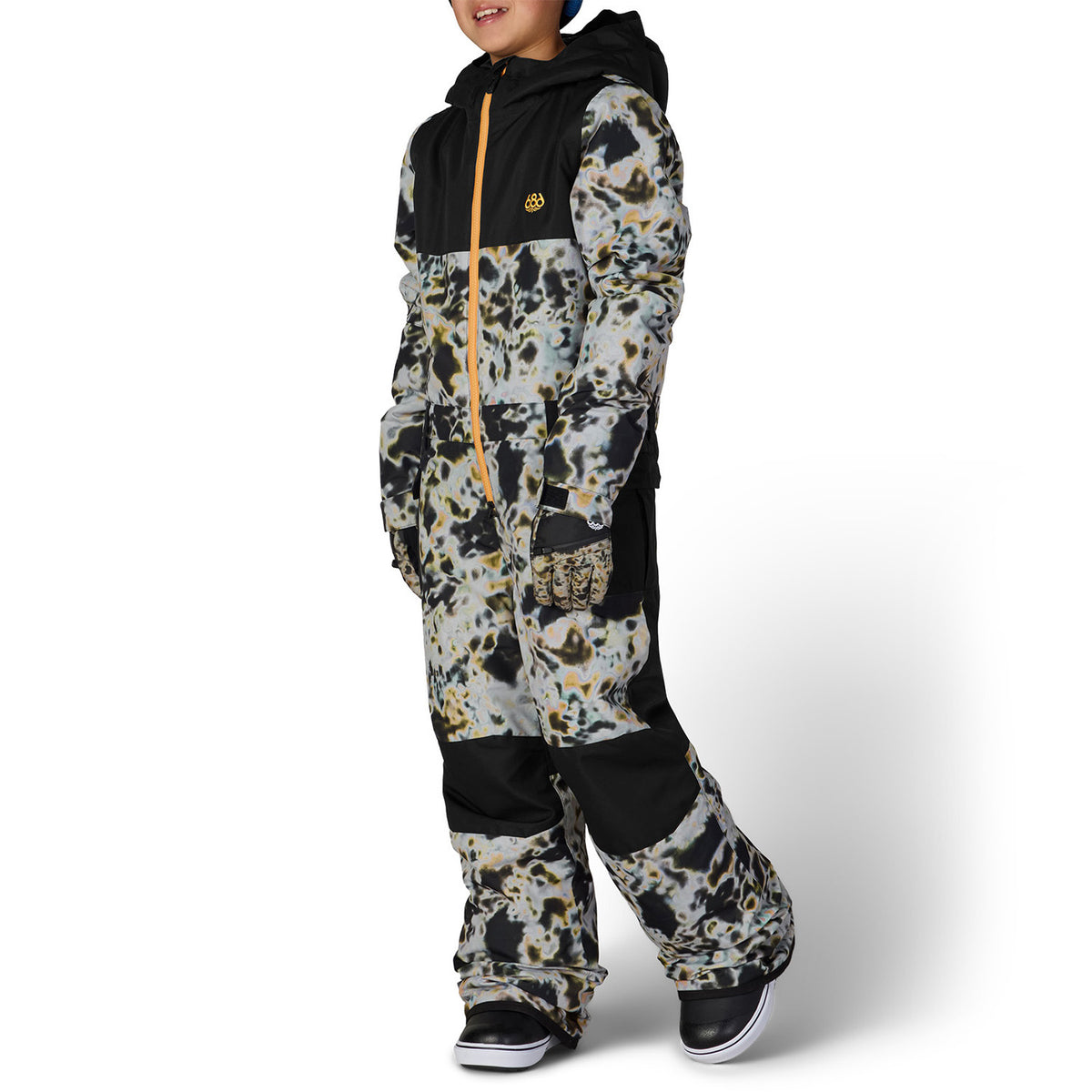 686 Shazam Insulated One Piece - Boys' Grey Tundra Colorblock