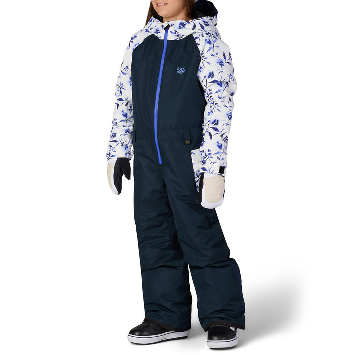 686 Shine Insulated One Piece - Girls' Blue Porcelain Colorblock